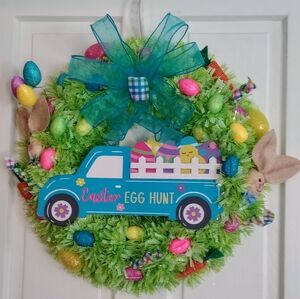 Easter Egg Hunt Wreath with Blue Truck